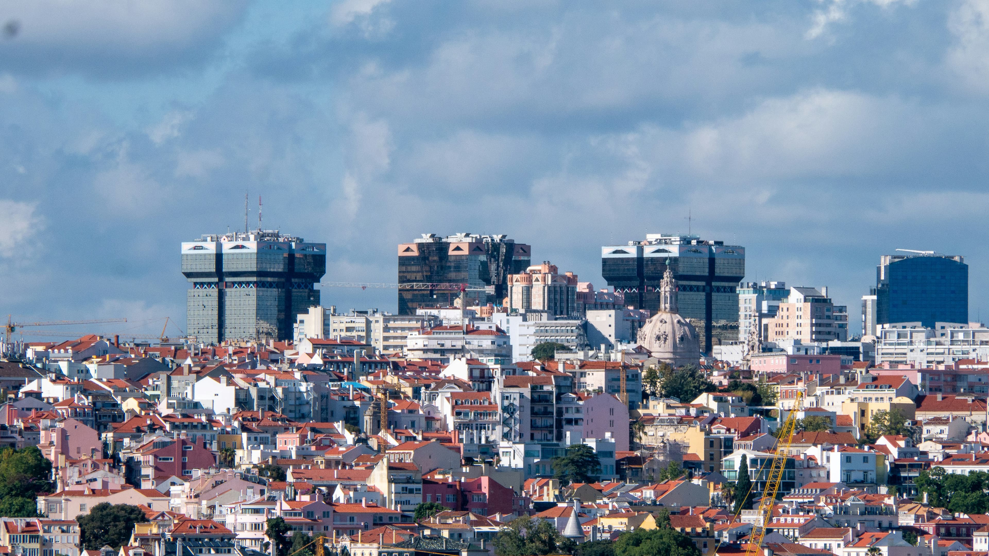 Lisbon's skyline, the Amoreiras towers rising above the rooftops